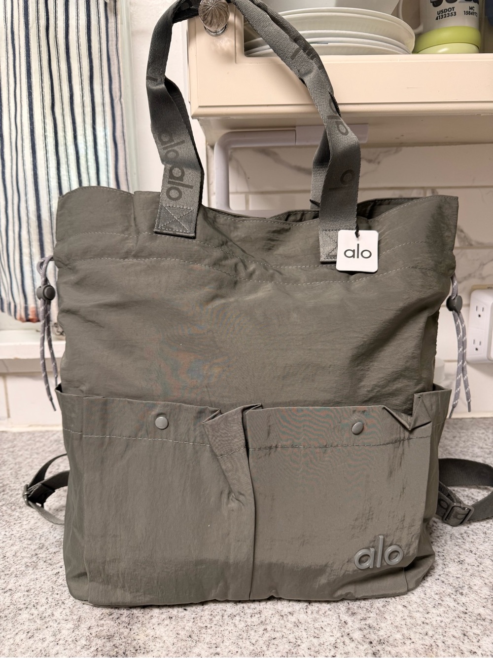 ALO Yoga all Day Olive Green Tote Backpack